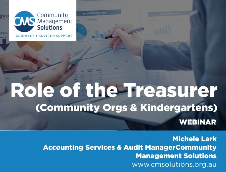Role of the Treasurer in Community Organisations Webinar by CMSolutions