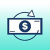 An icon depicting an arrow pointing to itself in the shape of a broken circle. Withing the arrow circle is monetary note.